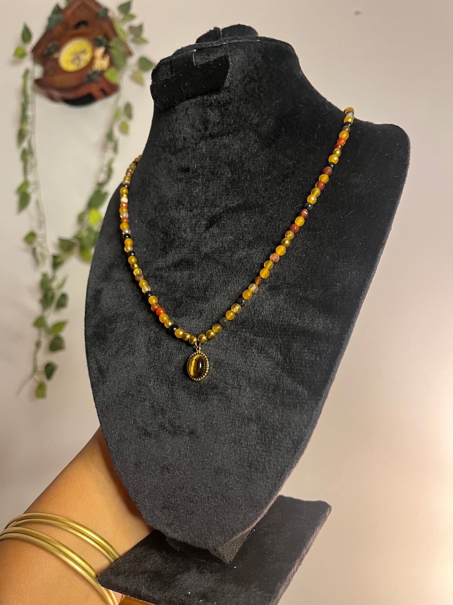 Tiger eye necklace .