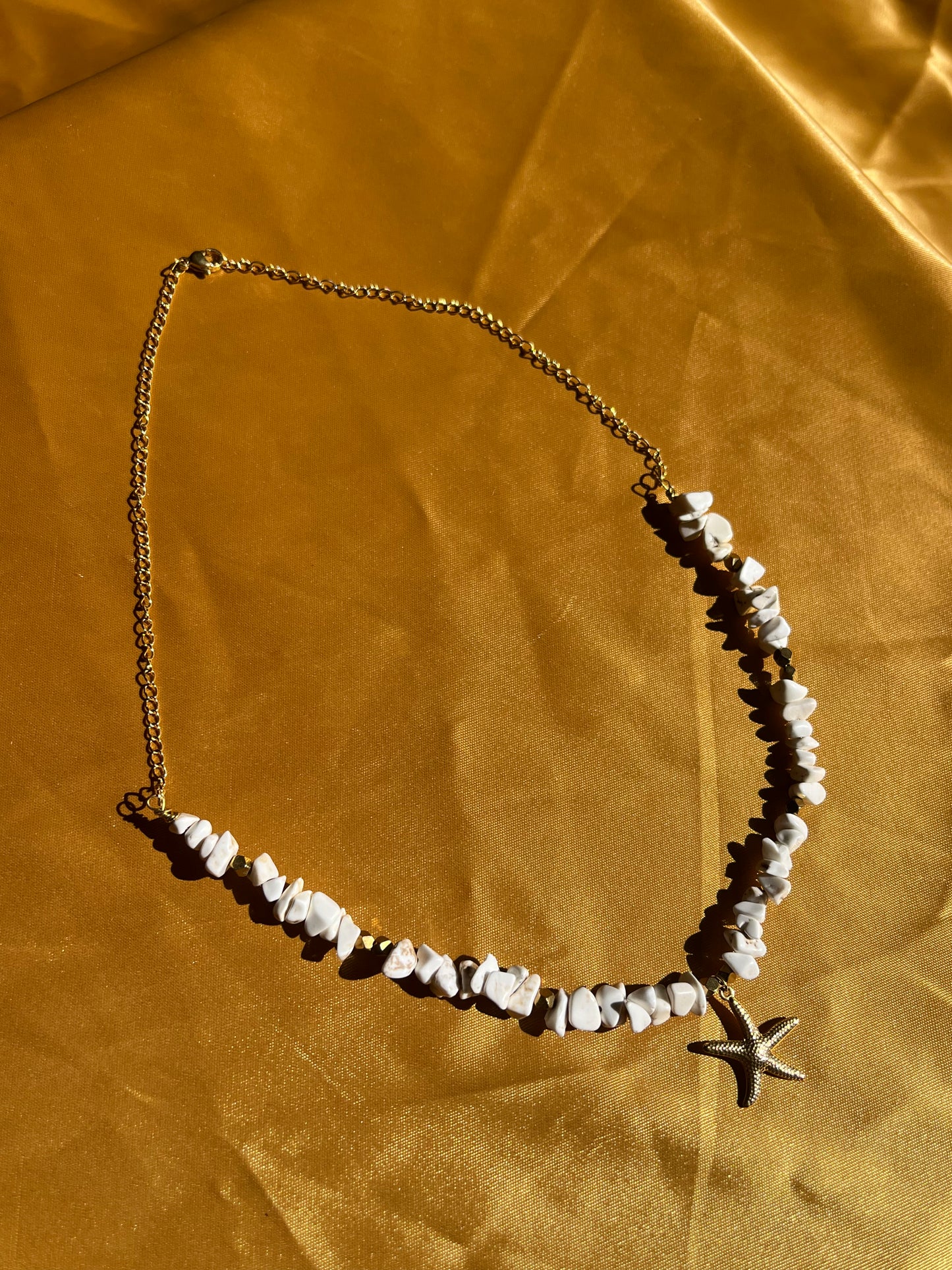 White Gemstone Starfish Necklace.