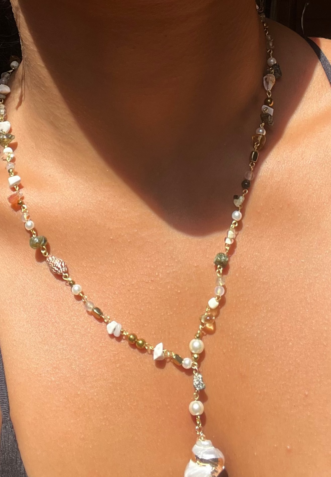 Beaded Warm colors necklace.