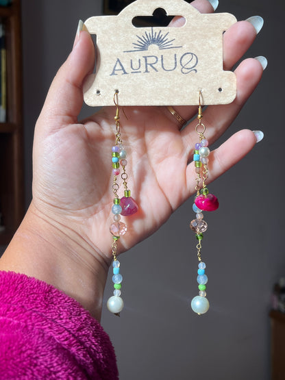 Long agate earrings .