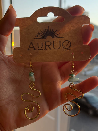 Blue spiral gemstones paired earrings.