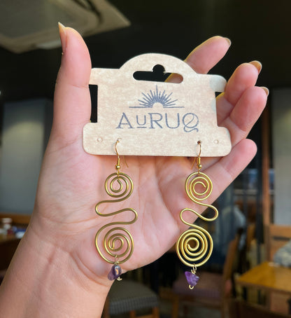 Gemstone spiral paired earrings.