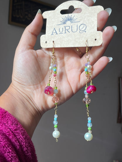 Long agate earrings .