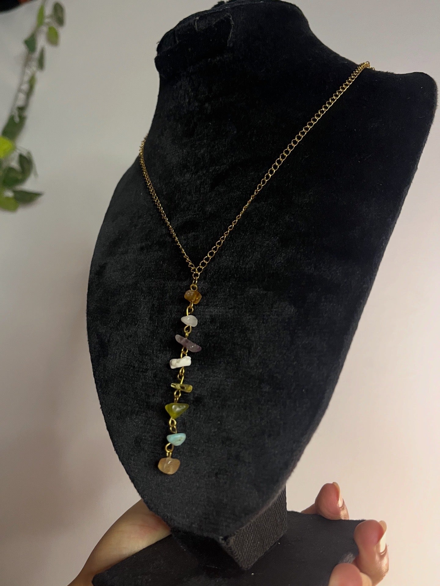 Colorful gemstones necklace.