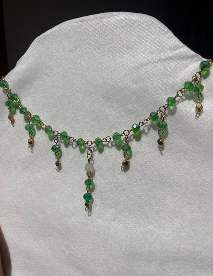 Green crystals necklace.