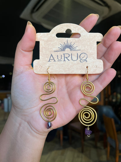 Gemstone spiral paired earrings.