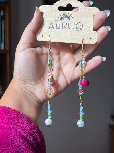 Long agate earrings .