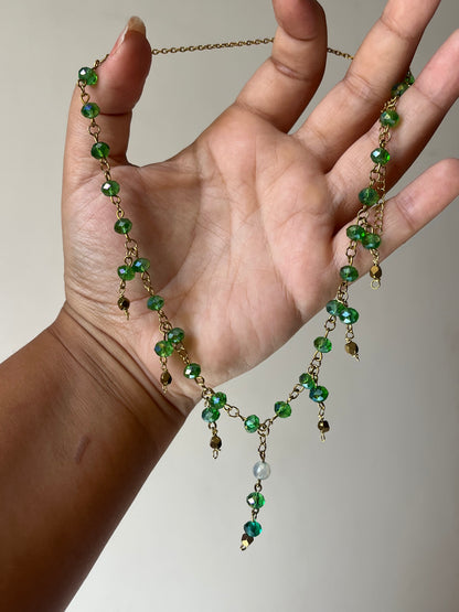 Green crystals necklace.