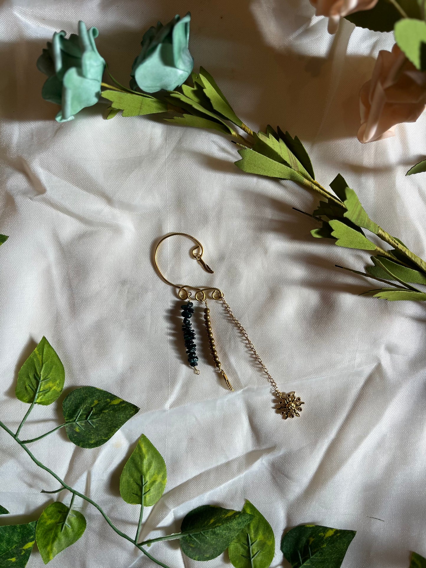 Dark green sunny ear cuff.