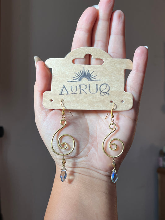 Crystal spiral earrings .