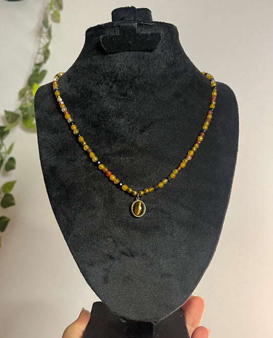 Tiger eye necklace .