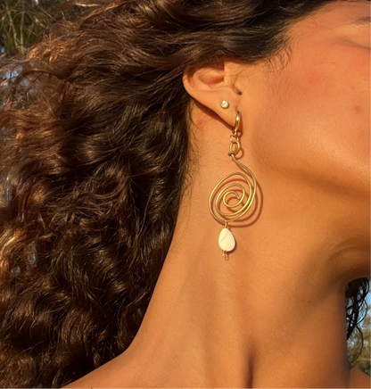 Non-identical spiral paired earrings.