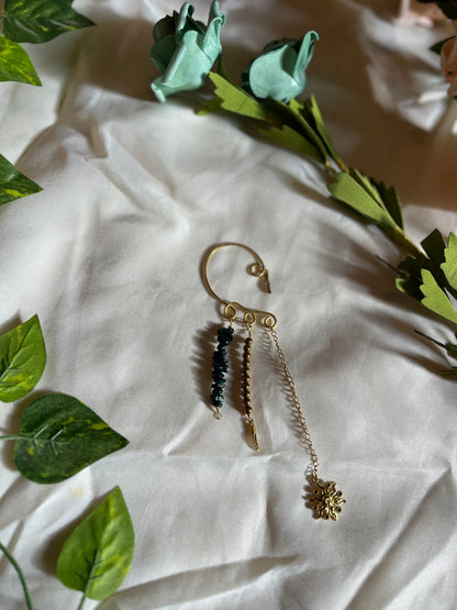 Dark green sunny ear cuff.