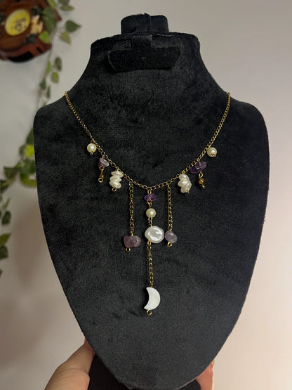 Amethyst moon dangling necklace.