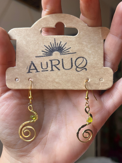 Small spiral gemstone earrings.