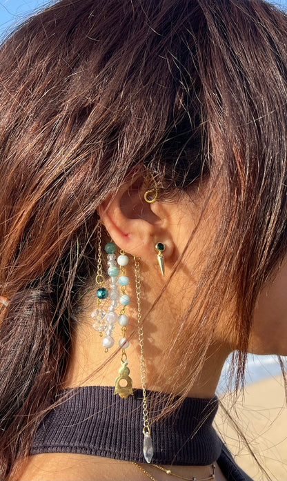 Gold and Blue Ear cuff.