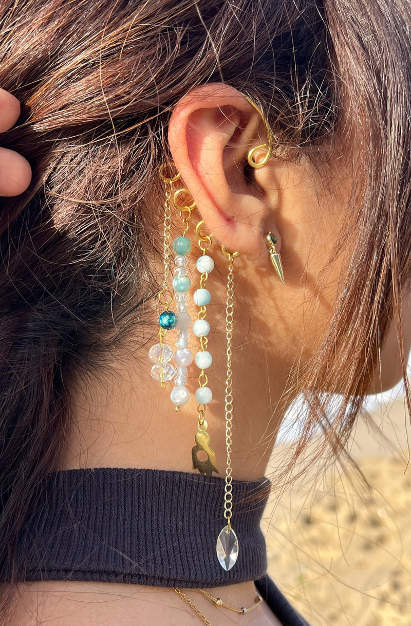 Gold and Blue Ear cuff.