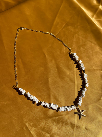 White Gemstone Starfish Necklace.