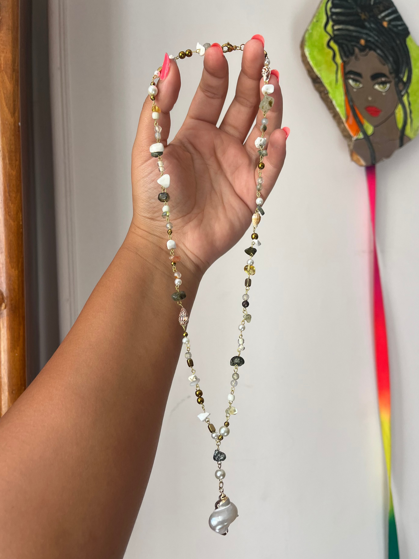 Beaded Warm colors necklace.