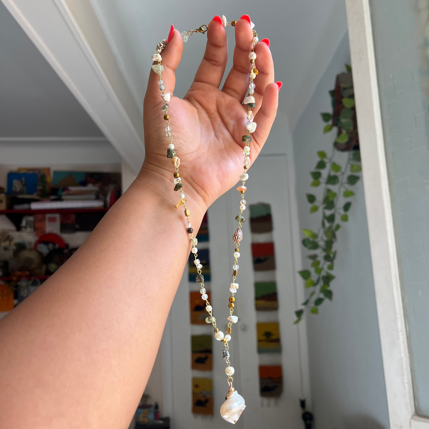 Beaded Warm colors necklace.