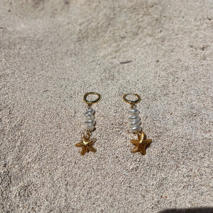 Golden Starfish paired earrings.